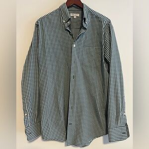 Peter Millar “Summer Comfort” Gingham Shirt – Green & White (Size M)